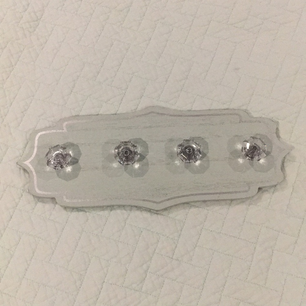 Mint silver crystal wooden wall jewelry hanger